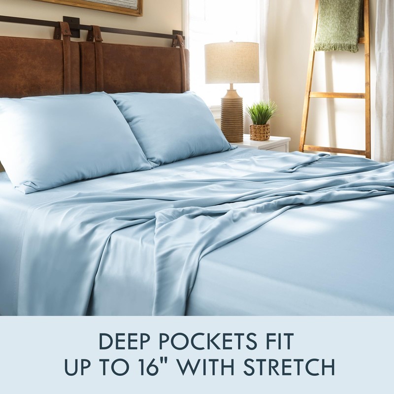 ClevaHome Sheets King Bed Sheet Set, 100% Rayon derived from