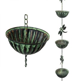 Alpine Corporation QES142HH Metal Hanging Dragonfly Chain Rain Catcher, Stylish Décor for Garden, Patio, & Lawn, 74" H