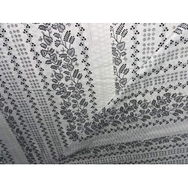 100% Pure Cotton Dobby Print Fabric Black and White Floral 58" Wide [17212]