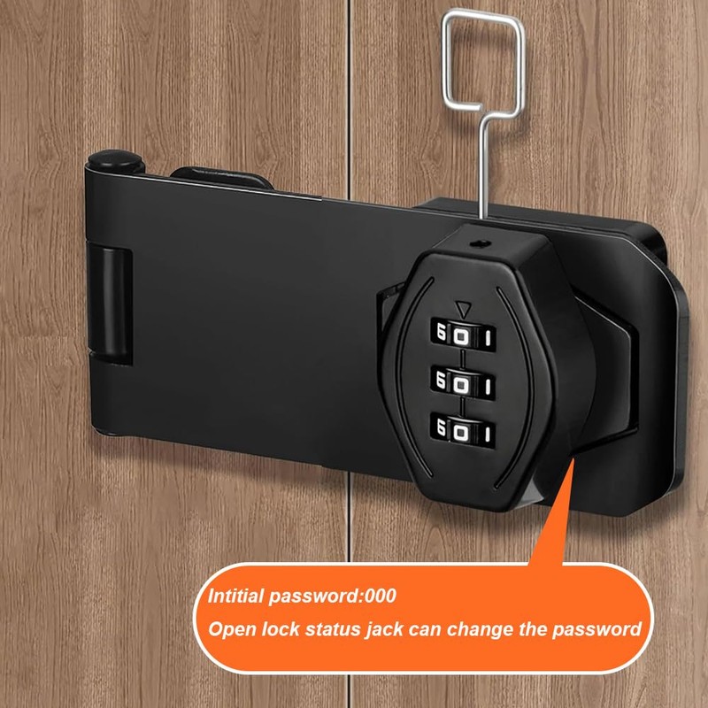 Mechanical Password Combination Rotary Hasp Latch Lock, 10.2 cm, Keyless