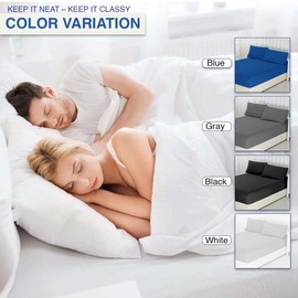 Comfortz Bedding Fitted Sheet Single - Deep Pocket Soft Brushed Microfiber Polyester - Anti-Allergy, Breathable, Wrinkle-Free, Fade-Resistant - Easy-Care, Machine Washable Bed Sheet Set (Blue,Single)