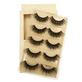 VwyuEgg False Eyelashes, 3D Mink Hair Eyelashes, 5 Pairs, 5 Style, Pure Handmade with Natural Black with Invisible Band, Reusable (Bomb)