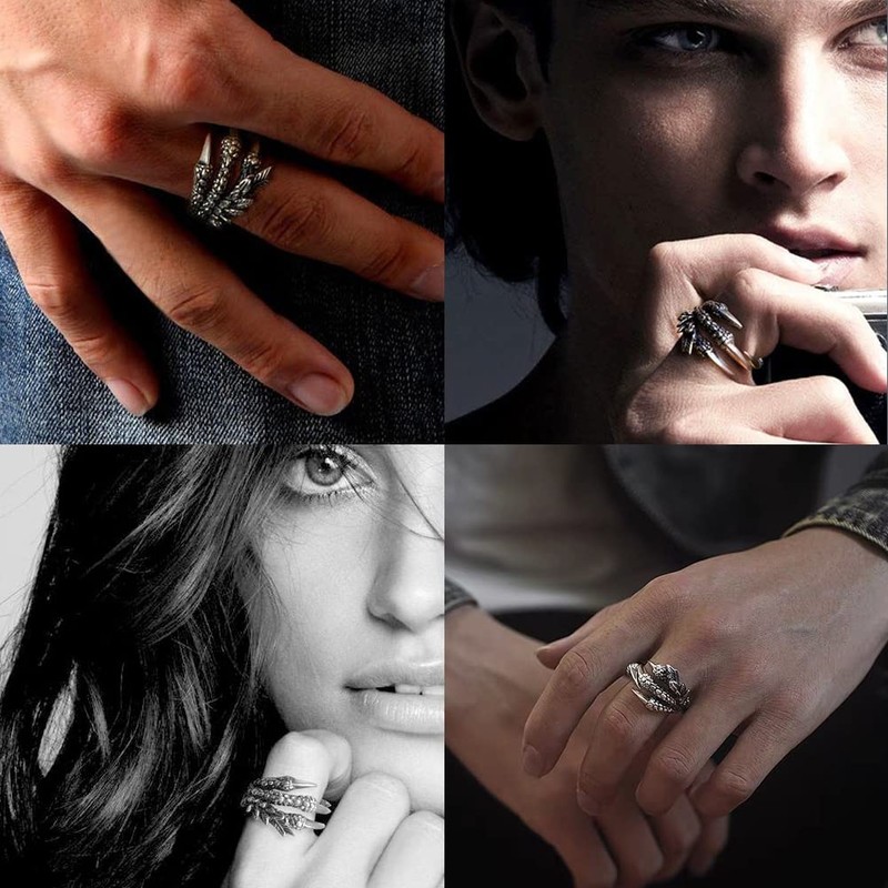 Cosysparks Dragon Claw Ring, Stainless Steel Dragon Claws Ring, Adjustable
