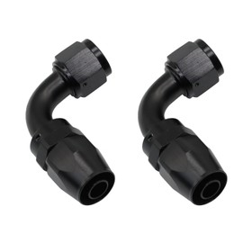 10AN Hose End Fitting 90 Degree Swivel for Braided CPE Fuel Hose Black 2PCS