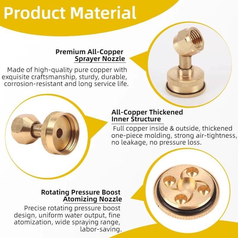Aimela Brass Atomizing Nozzle,14x1.5mm Universal Interface, Adjustable Mist and Stream