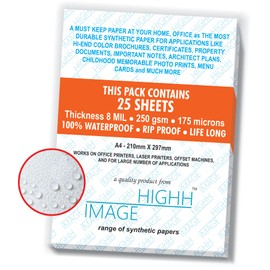 WATERPROOF PAPER | 25 SHEETS, THICKNESS 8 MIL 150 LB, SYNTHETIC PAPER, 8.5X11 from HIGHH IMAGE | PRINT WITH LASER PRINTERS