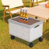 JAYGOVAN Collapsible Wheeled Crate with Lid Portable Rolling Plastic Crate