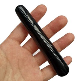 Manekieko Natural Black Obsidian Crystal Jade Gua Sha Handmade SPA Massage Wand for Acupuncture Therapy Stick Point Treatment,Scraping Facial Massage Tools