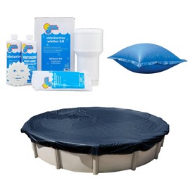In The Swim Swimming Pool Winterization Bundle: Includes a 21' Round Economy Swimming Pool Winter Cover, 15k Gallon Pool Winter Closing Kit, and 4'x4' Air Pillow