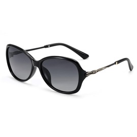 Feisedy B1310 Women's Sunglasses, TAC Polarized, Fashionable, Cool Elegant, Jewelry Frame, UV Protection, 400 Protection, Small Face, Travel, Driving, Black