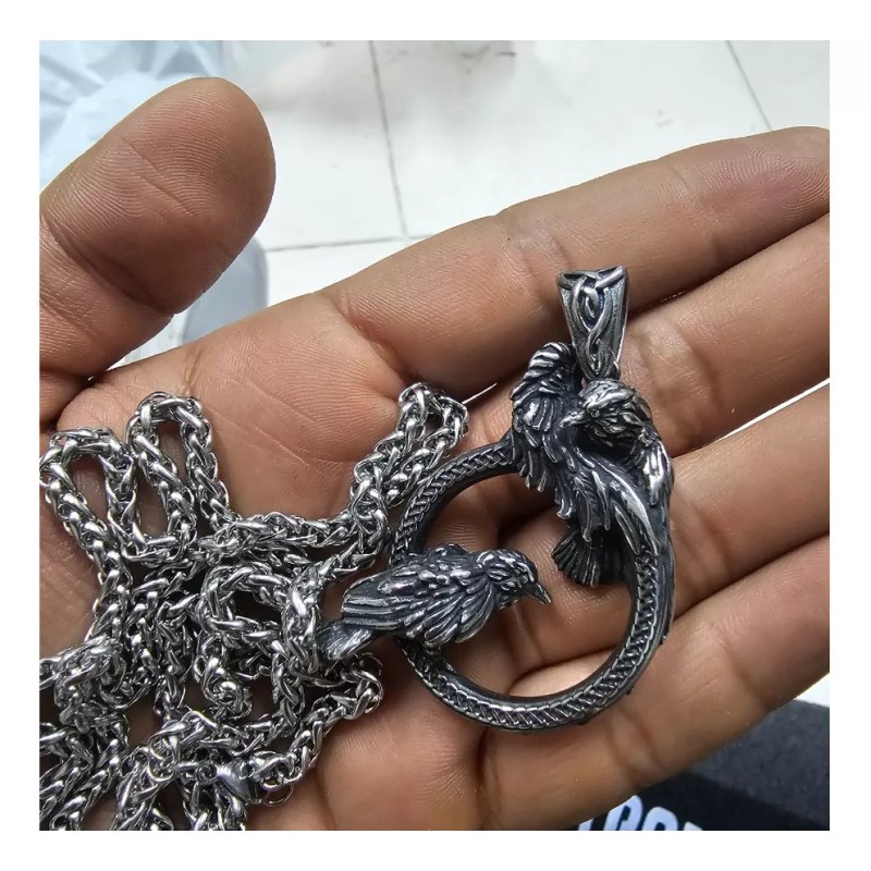 Jextech Collar Mitologia Nordica Odin Vikingos Cuervos Caja Madera