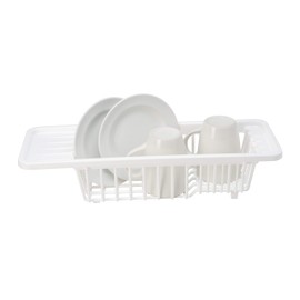 Kitchen Details Sink Dish Rack | Dimensions: 17.9"x 6.3"x 3.9" | Kitchen Accessories | Holds Dinnerware | Drinkware | Utensils to Drain | Frees up Counter Space | White