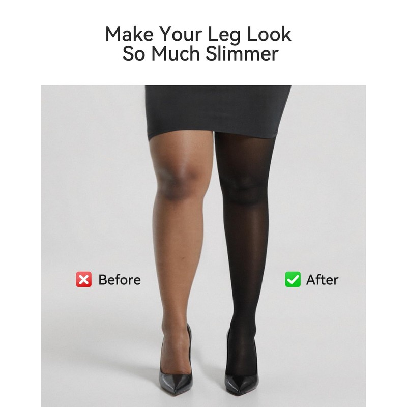 LUCKMEEY Tights for Women – Rip-Resistant 40D Black Semi Opaque