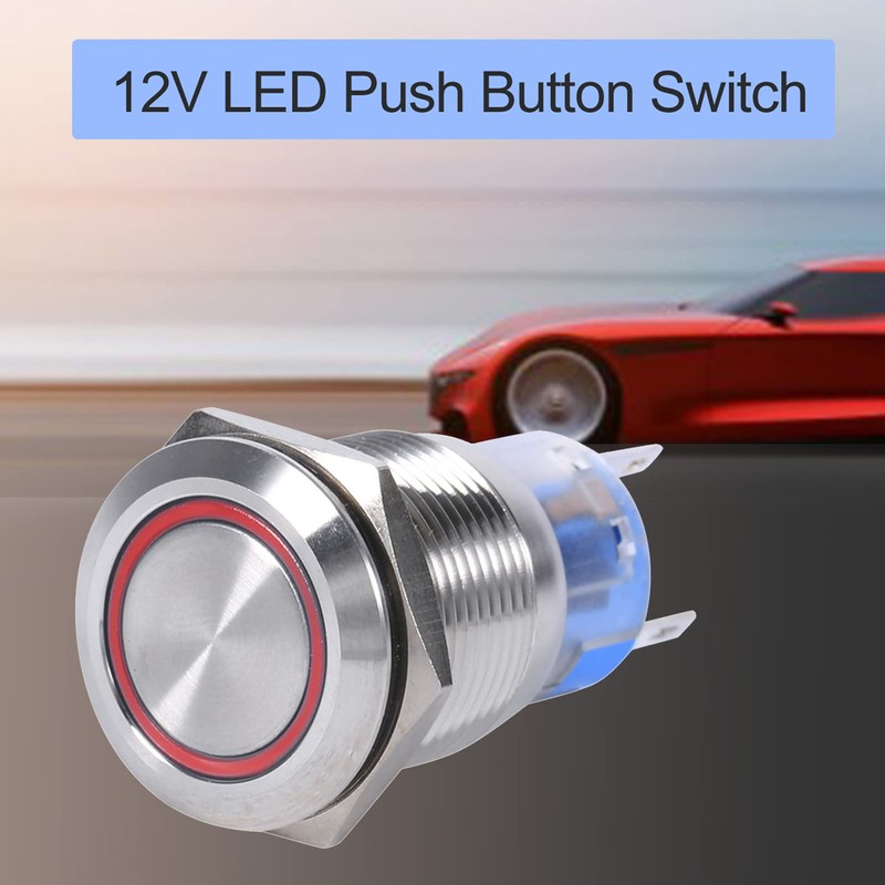 LED Latch Flush Button Switch, 19mm 12V LED Waterproof Stainless