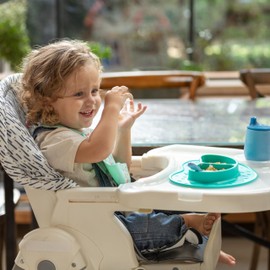 Nuby Sure Grip Miracle Mat 2-Section Plate - Toddler Suction Plate - 6+ Months - Aqua