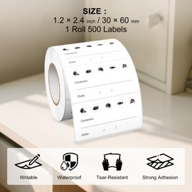 YIKIADA 500 PCS Removable Freeze Labels Food Storage Stickers with Collection Date 2.4 × 1.2 Inches Vinyl Waterproof Oil-Proof Self Adhesive Writable Tape for Home Kitchens Containers Refrigerators