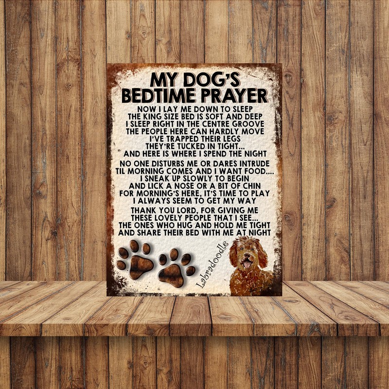 MY DOG'S BEDTIME PRAYER RETRO STYLE METAL TIN SIGN/PLAQUE (Labradoodle)