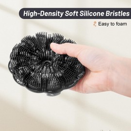 MTDLYICE Silicone Body Scrubber, Shower Brush Exfoliating Skin Silicone Scrubber, Foaming Deep Cleaning, Durable, Suitable for All Skin (Black)