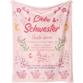 SECOGM Gifts for sister, sister gift, birthday gifts for sister, sister, cuddly blankets gifts, sister blanket 152 cm x 127 cm (pink)