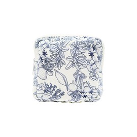 Long Keeper Small Makeup Bag for Handbag Cosmetic Bag with Compartments Small Toiletry Bag Mini Travel Toiletry Pouch (Navy Flower, S)