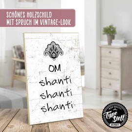 TypeStoff Wooden Sign with Saying - Shanti - Vintage Look with Quote as Gift and Decoration for Yoga, Relaxation and Wellness - HS-00751
