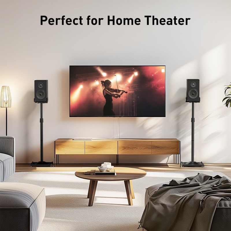 PERLESMITH Universal Speaker Stands for Surround Sound -Height Adjustable Extend