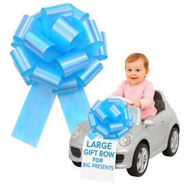 16 Inch Big Bow, Large Bow for Car, Blue Bows Giant Gifts Cars, Big Bow for Present, Birthday Bow for Present Wrapping, Christmas Wedding Party Bows New House Happy Birthday
