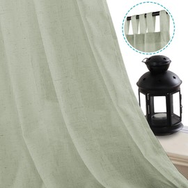 H.VERSAILTEX 2 Pack Ultra Luxurious High Woven Linen Elegant Semi Sheer Curtain Panels Light Filtering Privacy Panels Drapes, Tab Top Curtain Set, Extra Long 52x108-Inch, Sage