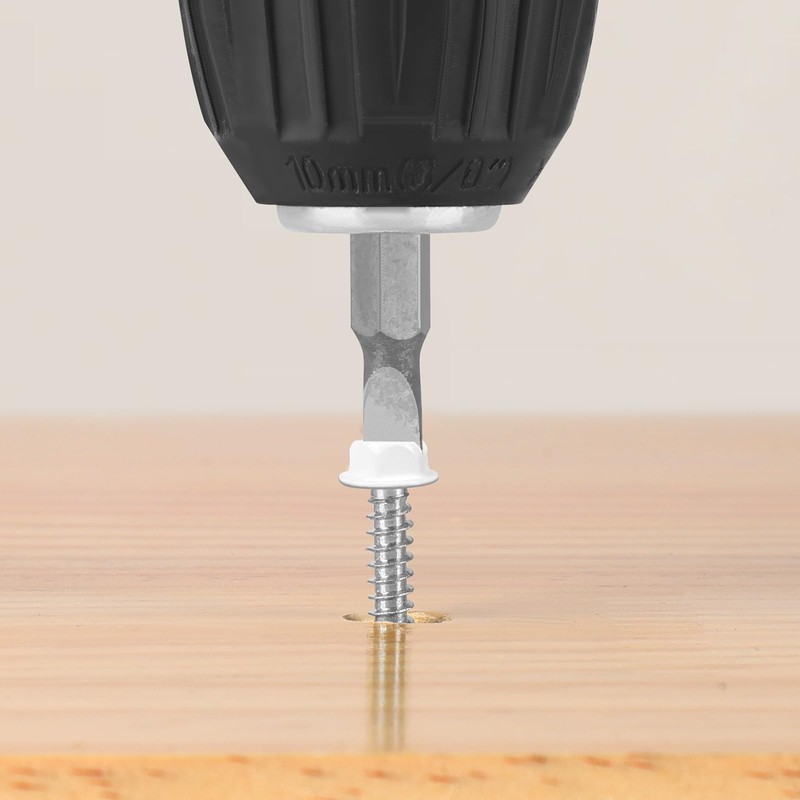 MewuDecor #8 x 2 White Painted Hex Washer Head Self