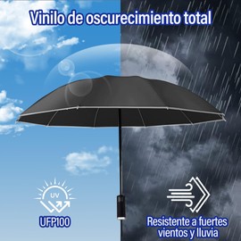GALASALA Paraguas Plegable Automático Reversible, Sombrilla Protección UV UPF100 Grande, Paraguas de Bolsillo Reforzado 10 Huesos, Sombrillas para Lluvia Viento, Banda Reflectante