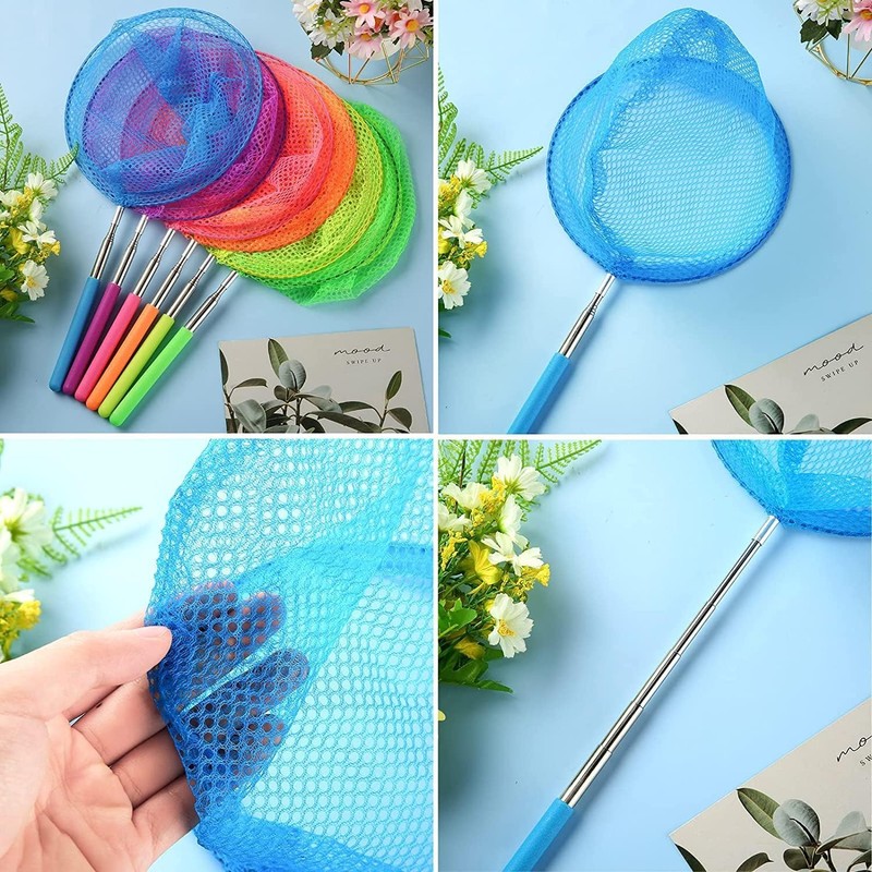 3 Pack Kids Fishing Net,Extendable Butterfly Net,3 Colours Mesh Net