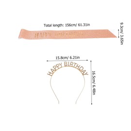 Ipetboom Sparkly Rhinestone Birthday Headband Sash Set Glamorous Party Decorations for Women Stylish Hair Decor for Birthday Celebrations and Enhancing Festive Atmosphere