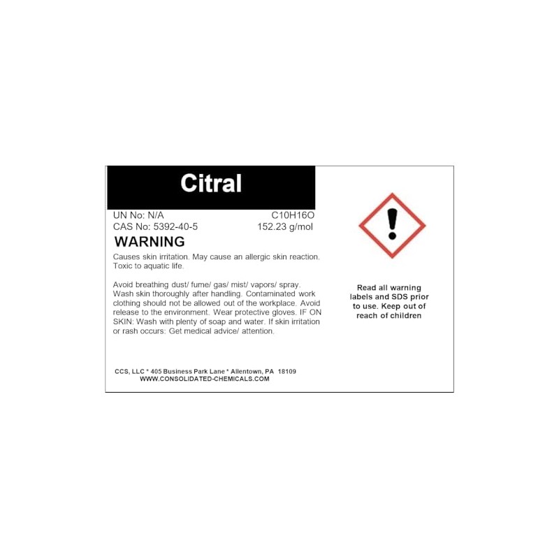 Citral High Purity Aroma Compound 30ml (1 Fl Oz)