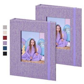 Remowith Photo Album 6 x 4,Slip-in Picture Albums,Linen Hardcover Picture Albums for Family Anniversary Baby Wedding 52 Pockets 2 Pack Purple