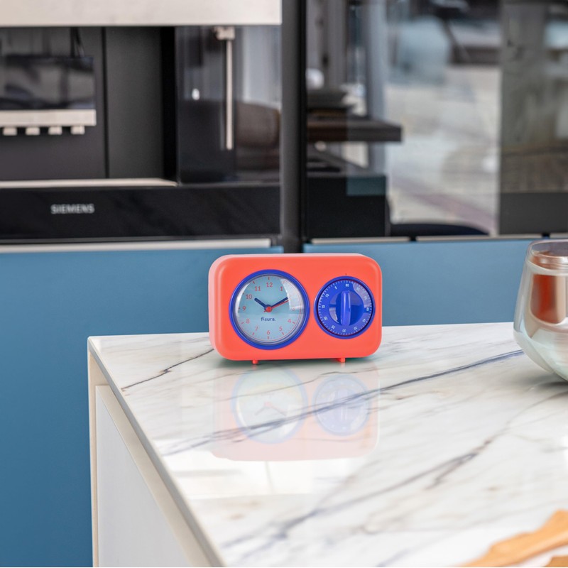 Fisura - Retro Kitchen Timer Red. Analogue Kitchen Timer for