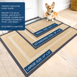 OLANLY Front Door Mat Indoor Outdoor Entrance, Waterproof All-Season, All-Weather Doormat, Sturdy Natural Rubber, Fade Resistant, Low Profile, Easy Clean Patio Porch Entryway Mat 47x24, Beige