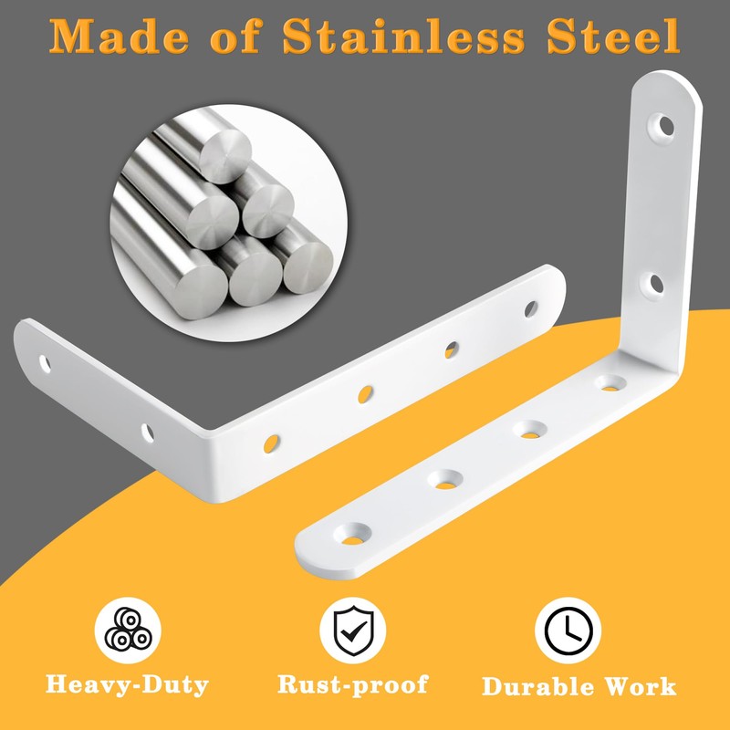 Alise 4mm-Thicker Heavy Duty Stainless Steel Bracket Floating Shelf Brackets