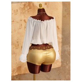 SOLY HUX Women's Off The Shoulder Crop Top Boho Cut Out Ruffle Blouse Vacation Outfits Plain White Small