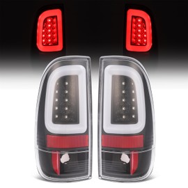 HECASA Tail Lights Compatible with 1997-2007 Ford F-150 F-250 F-350 F-450 F-550 Super Duty Rear Taillight Lamp Set LED Tube Replacement for F85Z13404CA F85Z13405CA Clear Lens Black Housing