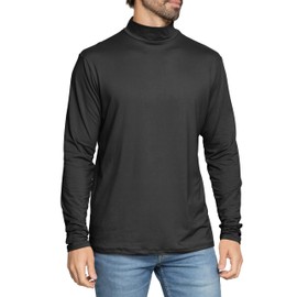 STRETCH IS COMFORT Men's Long Sleeve Mock Neck Turtleneck Black Medium