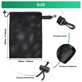 Riuog 10 PCS With Clips Mesh Drawstring Bags, Portable Nylon Storage Bags for toy,Sports Storage,Outdoor activities etc. (7.9x11.8in)