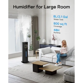 Humidifier Large Room Bedroom with Night Light, 2.1Gal(8L) Humidifiers for Home with Essential Oil Diffuser, Top Fill Whole House Cool Mist Humidifiers for Plants Baby Kids Adults(Black)