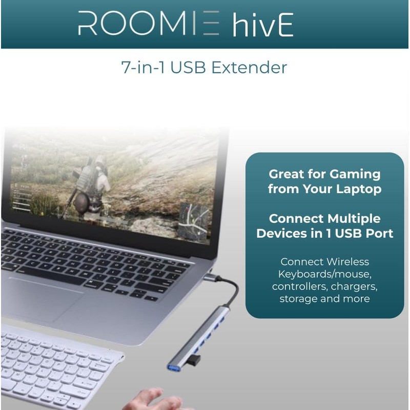 ROOMIE hivE USB Extender Hub, 3.0, 7 Ports Aluminium Hub