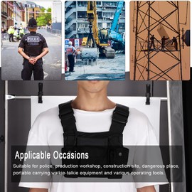 Radio Chest Harness Front Pack, Hiphop Bag Vest Rig Pouch Shoulder Holster Adjustable Zipper Bag Pocket Accessories for Police Firefighter Universal Two Way Walkie Talkie Carry Case Rescue Essentials