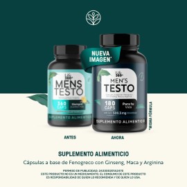 Mens Testo Life360 Fenogreco, Maca, L-Arginina Suplemento Alimenticio Hombre 180 Cpsulas Sin Sabor Testosterona Hombre                                
