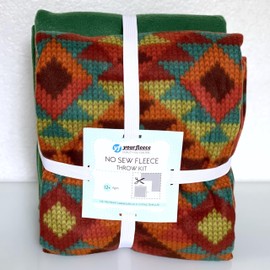 Argyle Pattern Anti-Pill Premium No-Sew Throw Fleece Fabric Kit (50x60)