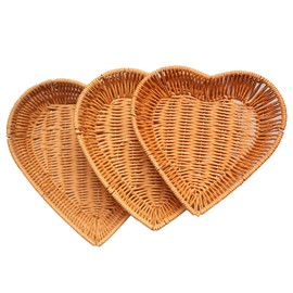 3-Pack Heart Imitation Rattan Picnic Basket Set Assorted Sizes