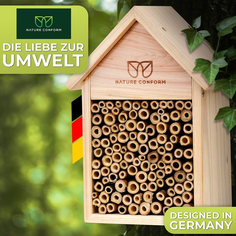 Nature Conform Bee hotel of natural wood, Bamboo, wild bee