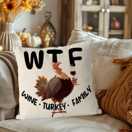 GAGEC Thanksgiving Pillow Covers 18 x 18 Inch Funny Turkey Throw Pillow Covers Thankful Fall Autumn Pillowcase for Sofa Couch Holiday Home Decor