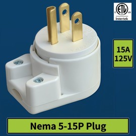 USA Canada Nema 5-15P 15AMP 125V Household 3 Pole DIY Right Angle AC Plug 90 Degree 12 Directions Adjustable Plug White ETL Listed